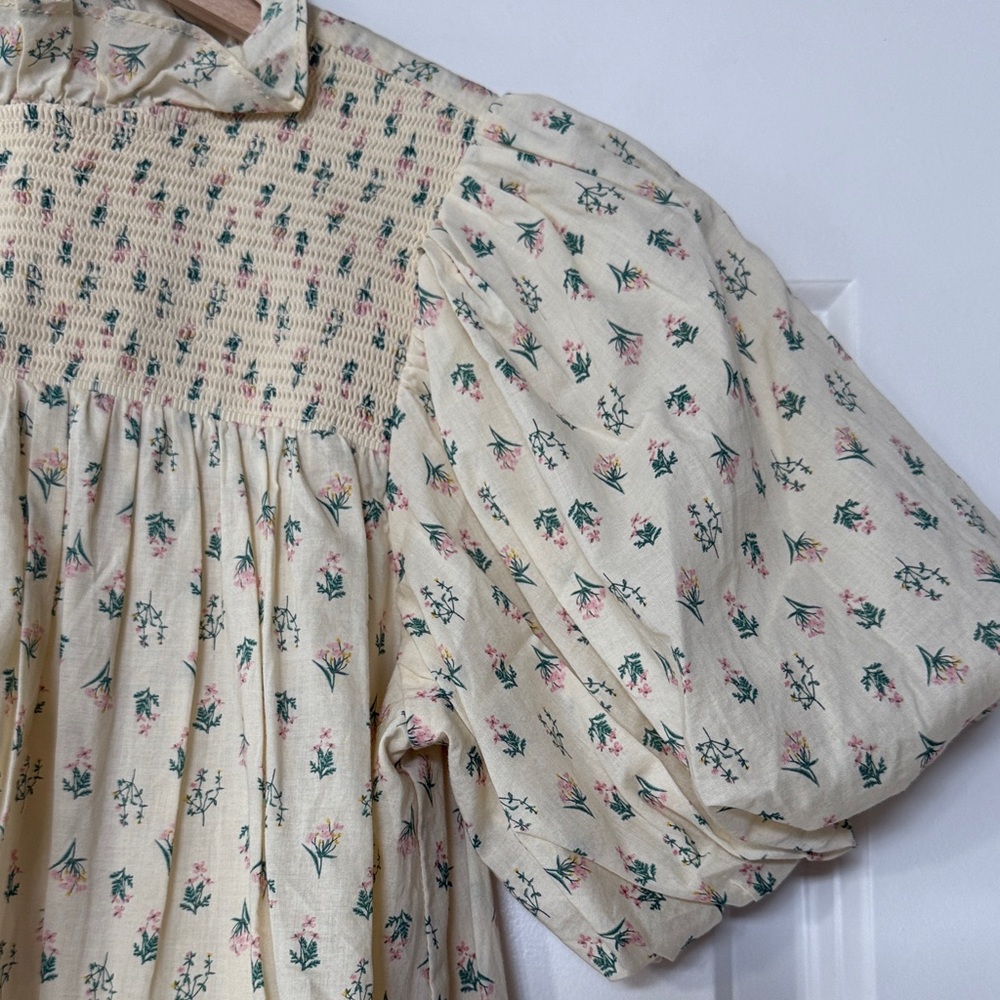 Janie and Jack Soft Yellow Dress with Green and Pink Floral Print - Picture 4 of 8